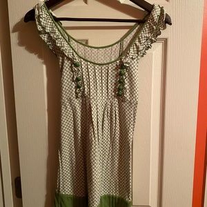 Vintage avocado green tank with tie waist
